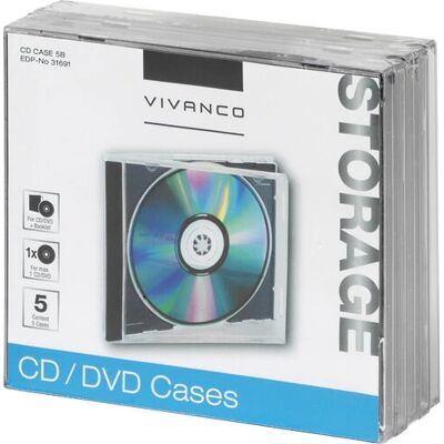 Vivanco 31691 Musta Läpinäkyvä CD-Kotelo - Optinen Levyhylly Vivanco 31691 Musta Läpinäkyvä CD-Kotelo - Optinen Levyhylly