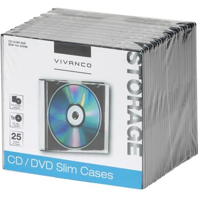 Vivanco 31698 - Slimline - 25-pack - CD/DVD-omslag Vivanco 31698 - Slimline - 25-pack - CD/DVD-omslag