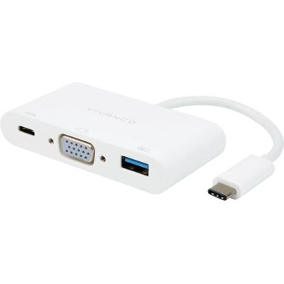 Vivanco Model - USB-C Adapter, VGA, 60W, Wit - USB-C Hub Vivanco Model - USB-C Adapter, VGA, 60W, Wit - USB-C Hub