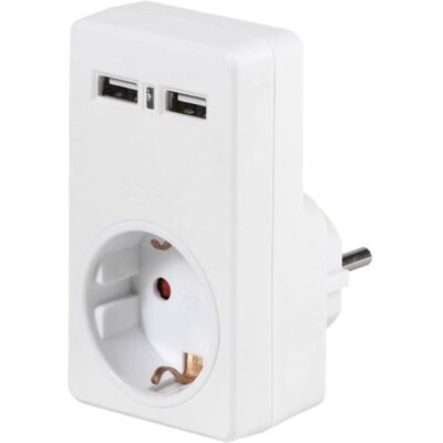 Adaptateur de Prise Vivanco A 1W2USB - Blanc - Publicité Adaptateur de Prise Vivanco A 1W2USB - Blanc - Publicité