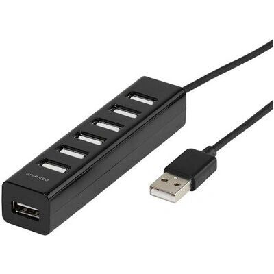 Vivanco USB Hub - 7 Ports, Schwarz - USB 2.0 Dockingstation Vivanco USB Hub - 7 Ports, Schwarz - USB 2.0 Dockingstation