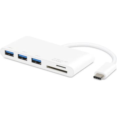 Vivanco USB Type-C Hub - 3x USB 3.1, microSD, SD, White - Docking Station Vivanco USB Type-C Hub - 3x USB 3.1, microSD, SD, White - Docking Station