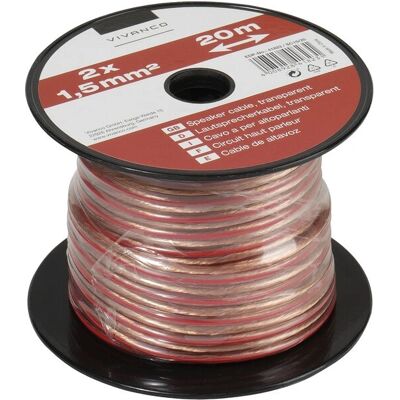 Vivanco 46823 Kupfer Audio Kabel - 20 m, Transparent - Lautsprecherkabel Vivanco 46823 Kupfer Audio Kabel - 20 m, Transparent - Lautsprecherkabel