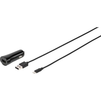 Vivanco Nopea Autolaturi Setti - Yleiskäyttöinen autolaturi 12W Lightning-kaapelilla Vivanco Nopea Autolaturi Setti - Yleiskäyttöinen autolaturi 12W Lightning-kaapelilla