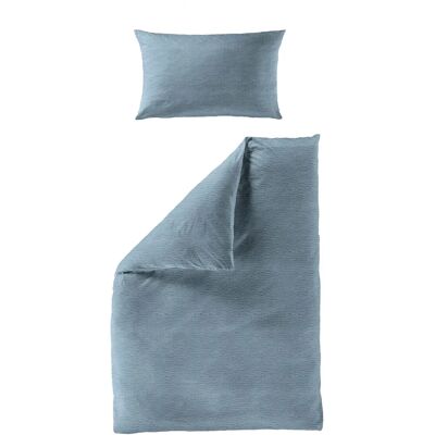 BIERBAUM Chic Uni Blau Seersucker Bettwäsche - Bettwäsche BIERBAUM Chic Uni Blau Seersucker Bettwäsche - Bettwäsche