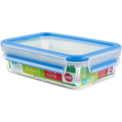 EMSA Lebensmittelbehälter Modell 508539 - 0,8L Transparent / Blau - Rechteckig EMSA Lebensmittelbehälter Modell 508539 - 0,8L Transparent / Blau - Rechteckig