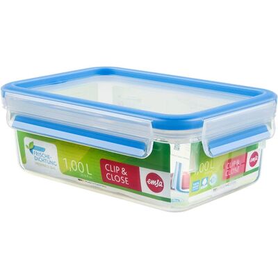 EMSA 508540 Frischhaltedose - 1L rechteckig, transparent/blau EMSA 508540 Frischhaltedose - 1L rechteckig, transparent/blau