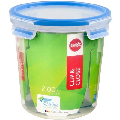 Contenant alimentaire rond EMSA 508553 - 2L - Bleu & Transparent - Publicité Contenant alimentaire rond EMSA 508553 - 2L - Bleu & Transparent - Publicité