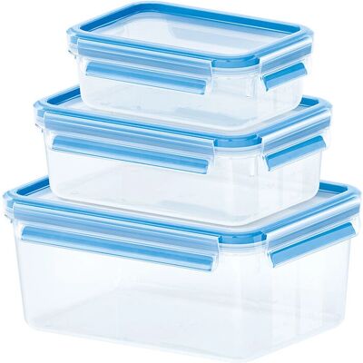 EMSA Lebensmittelaufbewahrungsbehälter Set - Transparent, Blau - 3 Stück EMSA Lebensmittelaufbewahrungsbehälter Set - Transparent, Blau - 3 Stück