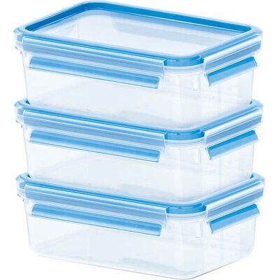 EMSA Frischhaltedosen - Clip & Close 3er Set Blau/Transparent 0,55L EMSA Frischhaltedosen - Clip & Close 3er Set Blau/Transparent 0,55L