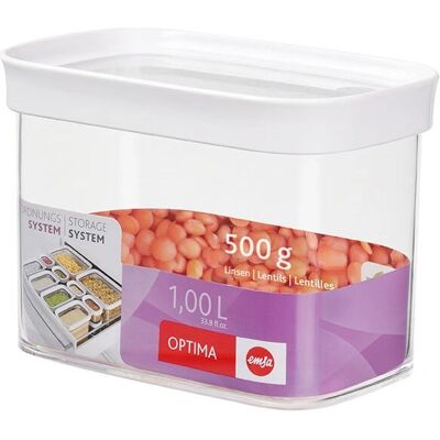 EMSA Food Storage Container - 1L Rectangular Box - Transparent/White EMSA Food Storage Container - 1L Rectangular Box - Transparent/White