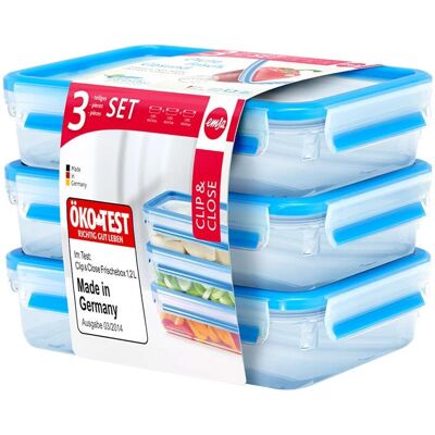 EMSA 515645 Recipientes para alimentos - 3 pcs, 1,2L, Azul EMSA 515645 Recipientes para alimentos - 3 pcs, 1,2L, Azul