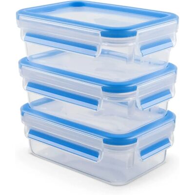 Ensemble de contenants de conservation EMSA N10312 Clip & Close - Transparent/Bleu - 3x0,55l Ensemble de contenants de conservation EMSA N10312 Clip & Close - Transparent/Bleu - 3x0,55l