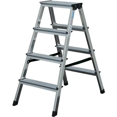 KRAUSE Silber Aluminium Stehleiter - DOPPLO 2x7 Stufen - Leiter KRAUSE Silber Aluminium Stehleiter - DOPPLO 2x7 Stufen - Leiter