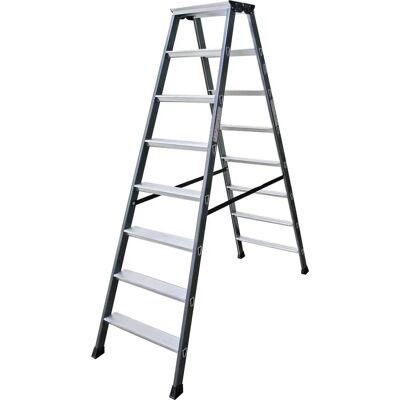 KRAUSE SePro D Leiter - 2x8 Stufen, 327cm Arbeitshöhe, Aluminium, Grau KRAUSE SePro D Leiter - 2x8 Stufen, 327cm Arbeitshöhe, Aluminium, Grau