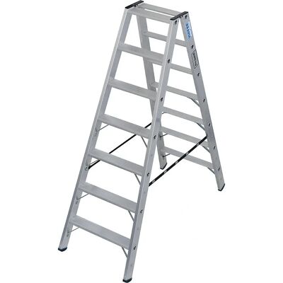 Kaiserkraft 787472 Doppel-Leiter aus Aluminium, schwer, 2x7 Sprossen, max 225kg Kaiserkraft 787472 Doppel-Leiter aus Aluminium, schwer, 2x7 Sprossen, max 225kg