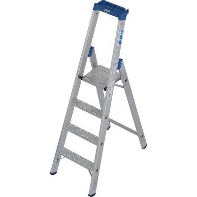 KRAUSE Aluminium-Stehleiter mit Rutschhemmung R13, einseitiger Zugang - 4 Sprossen KRAUSE Aluminium-Stehleiter mit Rutschhemmung R13, einseitiger Zugang - 4 Sprossen