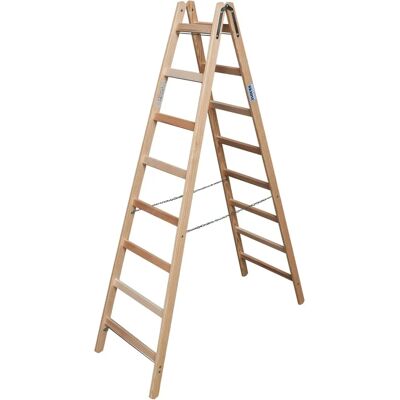 KRAUSE Stehleiter 2x 8 Sprossen Naturholz - Anlegeleiter KRAUSE Stehleiter 2x 8 Sprossen Naturholz - Anlegeleiter