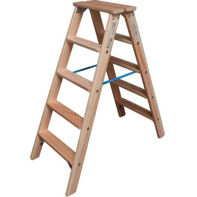 Podwójna drabina drewniana KRAUSE - 2x5 stopni - Wysokość robocza 2,45 m Podwójna drabina drewniana KRAUSE - 2x5 stopni - Wysokość robocza 2,45 m