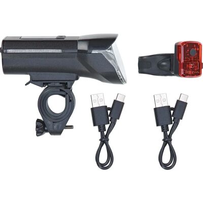 PROPHETE Ensemble d’éclairage vélo - LED, 100 lux, noir - Éclairage vélo PROPHETE Ensemble d’éclairage vélo - LED, 100 lux, noir - Éclairage vélo