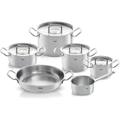 Ensemble de Casseroles en Acier Inoxydable Fissler - 6 pièces avec Couvercle et Poêle Ensemble de Casseroles en Acier Inoxydable Fissler - 6 pièces avec Couvercle et Poêle