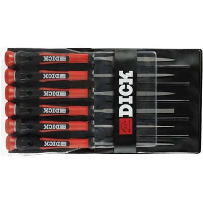 Dick 2160142-2K Needle Files Set - 6 Pcs, Black/Red Handles, 140mm - Needle Files Set Dick 2160142-2K Needle Files Set - 6 Pcs, Black/Red Handles, 140mm - Needle Files Set