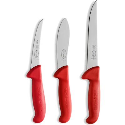 F. Dick Messerset Jagd Ausbeinmesser, Küchenmesser, Rot, Silber - Messerset F. Dick Messerset Jagd Ausbeinmesser, Küchenmesser, Rot, Silber - Messerset