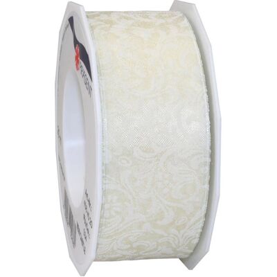 Pattberg Cream Floral Wired Ribbon - Decorative Ribbon/Trim Pattberg Cream Floral Wired Ribbon - Decorative Ribbon/Trim