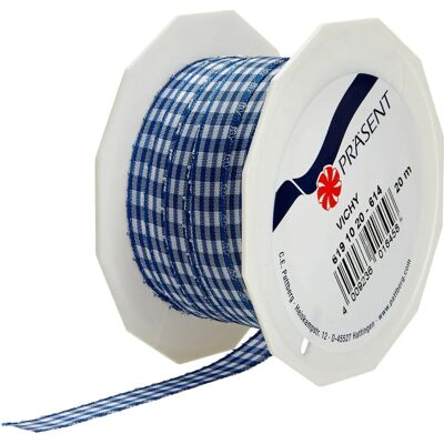 Gingham band blå/vit 10mm x 20m - Dekorativ band Gingham band blå/vit 10mm x 20m - Dekorativ band