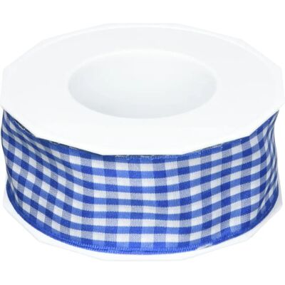 Ruban décoratif à carreaux Vichy bleu/blanc avec bord en fil de fer - 20m - Publicité Ruban décoratif à carreaux Vichy bleu/blanc avec bord en fil de fer - 20m - Publicité