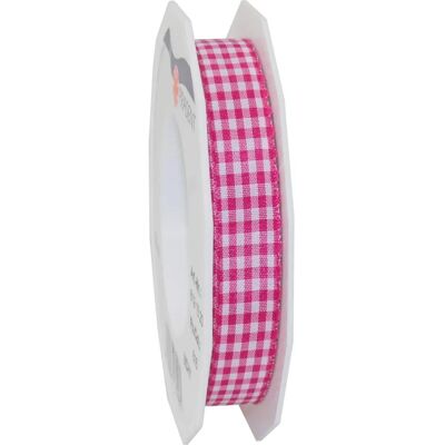 C.E. Pattberg - Vichy - Magenta/White - 15 mm - ruban d'emballage - Publicité C.E. Pattberg - Vichy - Magenta/White - 15 mm - ruban d'emballage - Publicité
