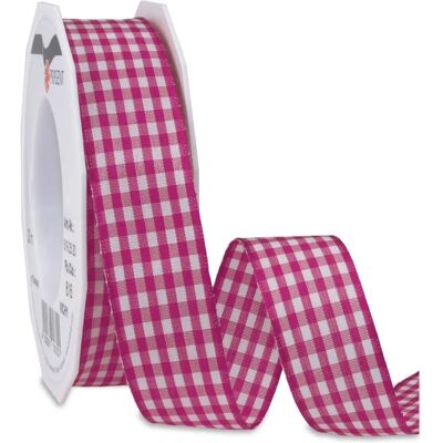 C.E. Pattberg Magenta/White Decorative Ribbon - 20m, 25mm, Wire Edge, Gift & Party Decor C.E. Pattberg Magenta/White Decorative Ribbon - 20m, 25mm, Wire Edge, Gift & Party Decor