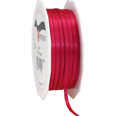 Ruban en satin magenta C.E. Pattberg - 50m, 3mm, Double face Ruban en satin magenta C.E. Pattberg - 50m, 3mm, Double face