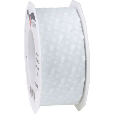 PRÄSENT Gift Wrap Ribbon - White Dot Tulle - 40mm x 25m PRÄSENT Gift Wrap Ribbon - White Dot Tulle - 40mm x 25m