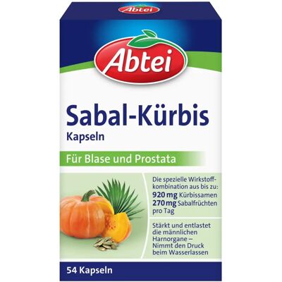 Abtei Sabal Kürbis Kapseln - Unterstützt Blasenfunktion - 54 St Abtei Sabal Kürbis Kapseln - Unterstützt Blasenfunktion - 54 St