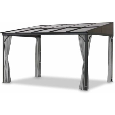LECO Terrassenüberdachung - 400x300x214cm - Anthrazit - Aluminium / Polyester / Polycarbonat LECO Terrassenüberdachung - 400x300x214cm - Anthrazit - Aluminium / Polyester / Polycarbonat