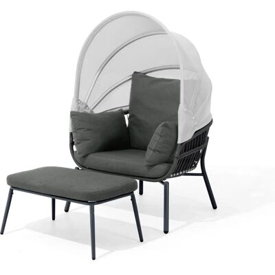 Leco Gartensessel mit Fußhocker - 102x93x152cm - anthrazit - Stahl / Kunststoff / Polyethylen - Gartenmöbel Leco Gartensessel mit Fußhocker - 102x93x152cm - anthrazit - Stahl / Kunststoff / Polyethylen - Gartenmöbel