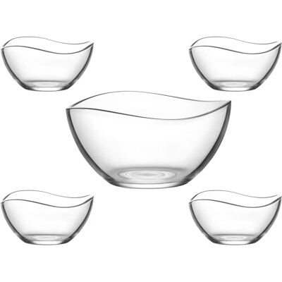 VAN WELL Malaga Glasschüssel-Set - Welliger Rand, 5-tlg VAN WELL Malaga Glasschüssel-Set - Welliger Rand, 5-tlg