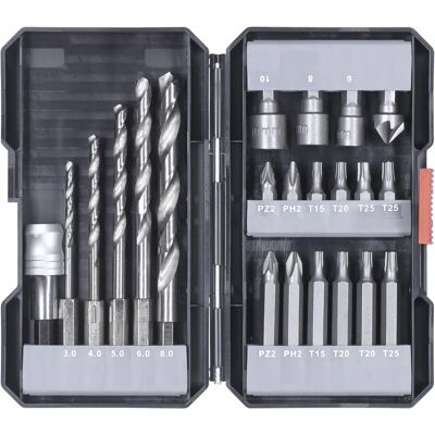 Conjunto de 22 peças com brocas e bits - Aço, Cr-V Conjunto de 22 peças com brocas e bits - Aço, Cr-V