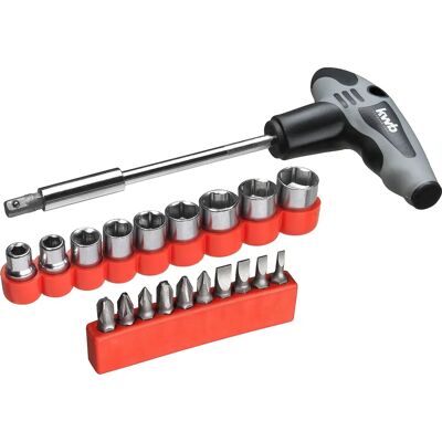 Zestaw 21 elementów z śrubokrętami z uchwytem w kształcie litery T - Stal chrom-vanadium Zestaw 21 elementów z śrubokrętami z uchwytem w kształcie litery T - Stal chrom-vanadium