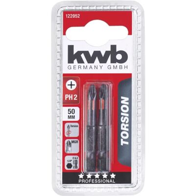 KWB PROFI TORSION BIT-SET - Stahl PH2, 50mm, 2 Stück KWB PROFI TORSION BIT-SET - Stahl PH2, 50mm, 2 Stück