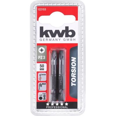 KWB Skruvmejselbits - PZ 3 - Hållbart Torsionstål - 50mm KWB Skruvmejselbits - PZ 3 - Hållbart Torsionstål - 50mm