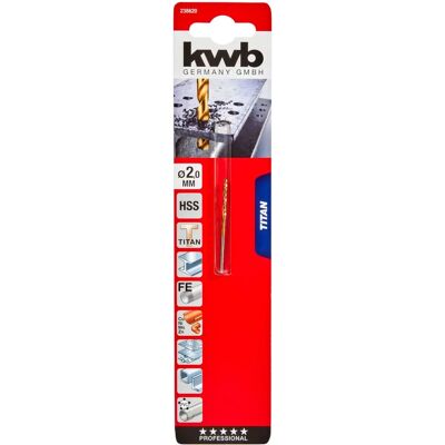 kwb 238620 - Trapano a spirale in HSS 2 mm per metallo - Utensile di perforazione kwb 238620 - Trapano a spirale in HSS 2 mm per metallo - Utensile di perforazione