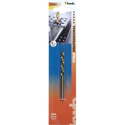 KWB 238650 - Industrieller HSS Titanbeschichteter Spiralbohrer - 5mm KWB 238650 - Industrieller HSS Titanbeschichteter Spiralbohrer - 5mm