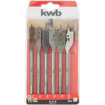 KWB 6-Piece Flat Drill Bit Set - 10-25mm - Drilling Accessories KWB 6-Piece Flat Drill Bit Set - 10-25mm - Drilling Accessories
