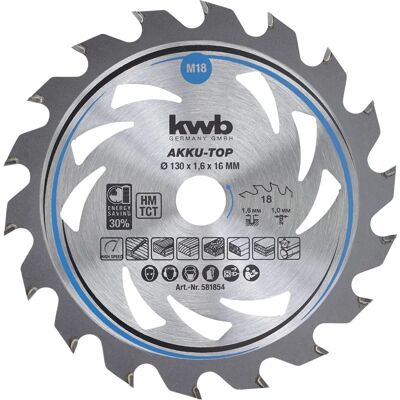 KWB 581854 Kreissägeblatt - Hartmetall - 130mm KWB 581854 Kreissägeblatt - Hartmetall - 130mm