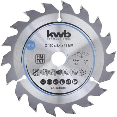 Lâmina de serra circular KWB - 130mm, para madeira e madeira dura Lâmina de serra circular KWB - 130mm, para madeira e madeira dura