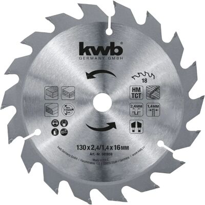 KWB Kreissägeblatt - Ø 130x16 - Hartfaser, Laminat, Kunststoff KWB Kreissägeblatt - Ø 130x16 - Hartfaser, Laminat, Kunststoff
