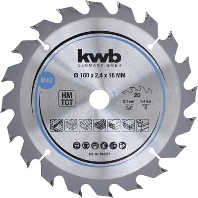 KWB 584357 Lâmina de serra circular - Carbureto de tungstênio 160mm KWB 584357 Lâmina de serra circular - Carbureto de tungstênio 160mm