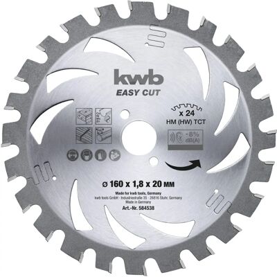 KWB 584538 Lame de scie circulaire en carbure - Pour bois, métal, plastique - Publicité KWB 584538 Lame de scie circulaire en carbure - Pour bois, métal, plastique - Publicité